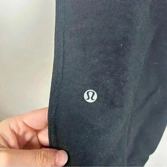 Lululemon Black Capris with Hot Pink Waistband Yoga Pants Split Hem - Picture 3 of 6